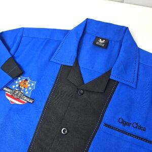 Hilton Bowling Retro Bowling Shirt Smoking Shield Logo And Embroidery Small Read